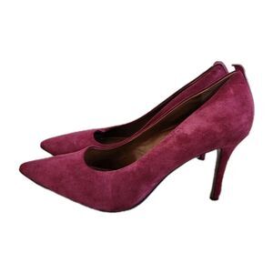 Coach Velvet Pumps Maroon Pointed Toe Stiletto Heels 3.5" Womens Sz 8 DEFECTS